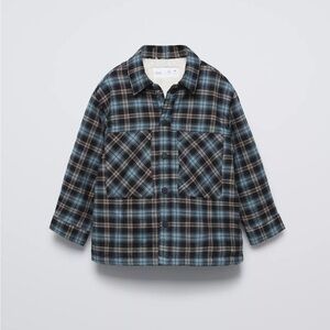 Zara Kids Fleece Plaid Overshirt Jacket